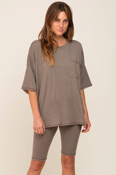 Rhea + Thea Mocha Biker Short Sleep Set