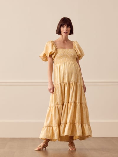 For The Creators Marigold Jacquard Tiered Dress