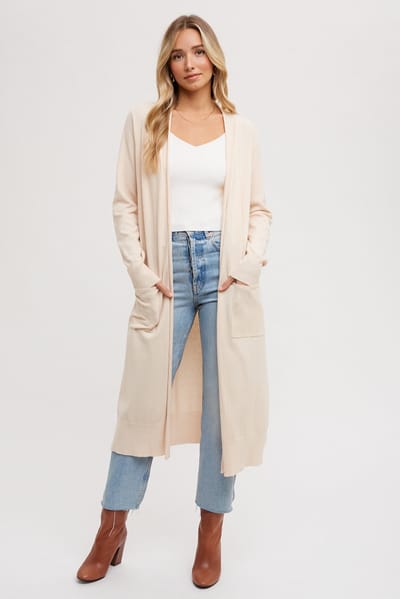 Bluivy Cream Long Cardigan