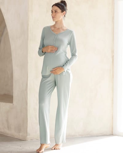 Angel Maternity Amira 2-piece Maternity Sleepwear Set in Sea Mist
