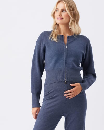 Ripe Maternity Delta Zip Through Knit Denim Marle