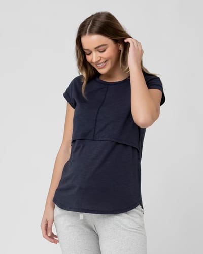 Special Addition Richie Indigo Marle Nursing Tee by Ripe Maternity