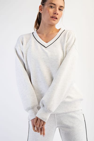 Rae Mode Heather Grey V-Neck Sweatshirt
