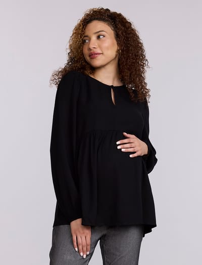 Motherhood Maternity Long Sleeve Keyhole Blouse