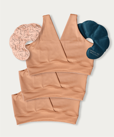 Milk & Baby Mocha Mousse FourthWear Postpartum Bralette 3-set + Chest Ice/Heat Pack