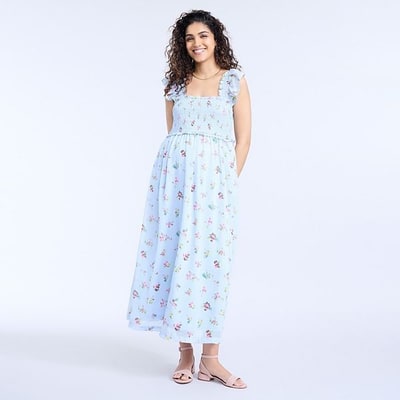 Kohl's Maternity Motherhood® Sleeveless Ruffle Shoulder Smocked Dress