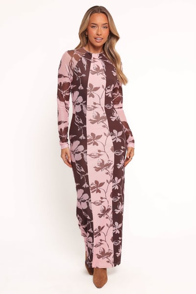 Petal & Pup Bellatrix Spliced Maxi Dress - Pink Brown Floral