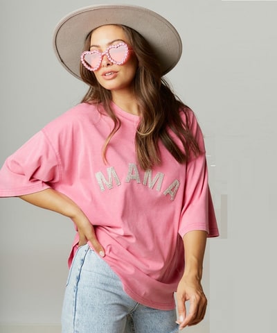 Bump City The Mama Rhinestone Oversized Tee