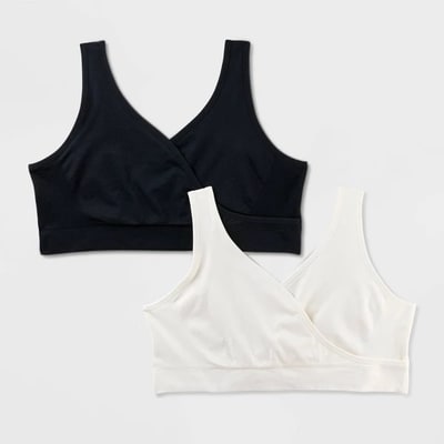 Target Women's 2pk Nursing Unlined V-Neck Bralette - Auden™ Black/White L