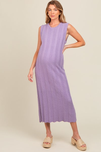PinkBlush Lavender Ribbed Knit Sleeveless Maternity Dress