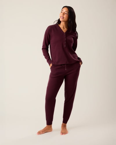 Kindred Bravely Waffle Maternity & Nursing Lounge Set | Deep Burgundy