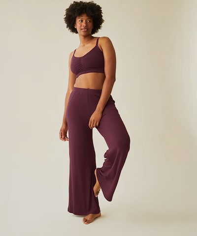 Bump City Cozyknit Wide Leg Lounge Pant (Deep Burgundy)