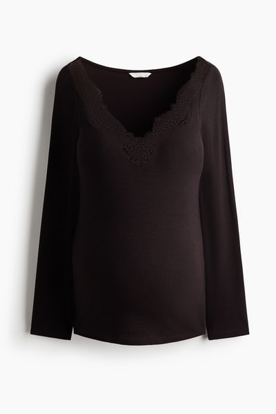 H&M MAMA Lace-Trimmed Top