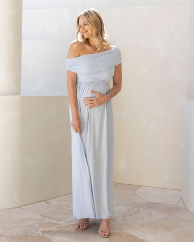 Angel Maternity Ariana Maxi Maternity Moon Dress in Baby Blue