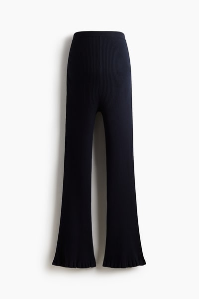 H&M MAMA Flared Rib-Knit Pants