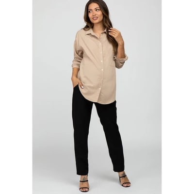 Target Pinkblush Black Pleated Relax Fit Maternity Pants Medium