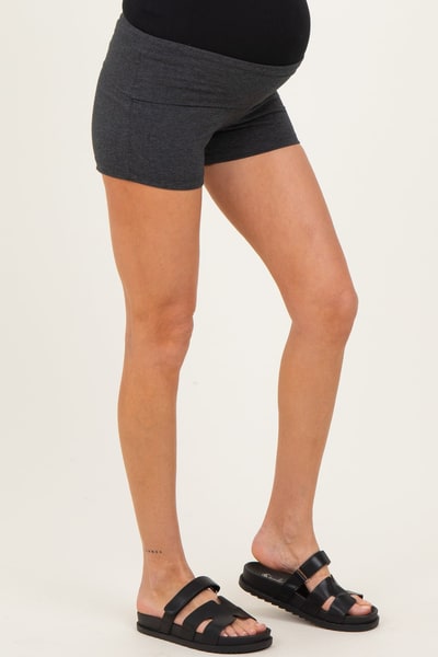 PinkBlush Charcoal Foldover Waistband Maternity Shorts