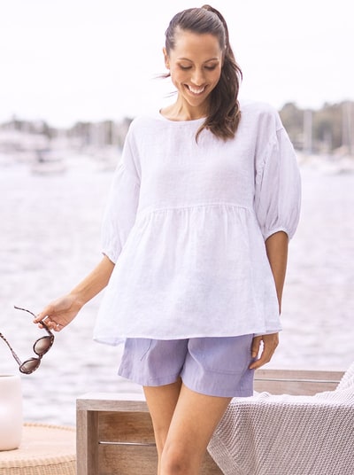 Angel Maternity Brigitte Maternity Linen Blouse Top
