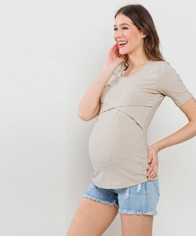 Bump City The Alley Maternity & Nursing Top (Oatmeal)