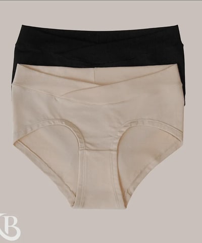 Bump City Bamboo Maternity & Postpartum Panties - 2 Pack Black & Beige