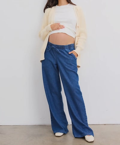 Bump City HATCH: The Drapey Denim Wide Leg Maternity Pant