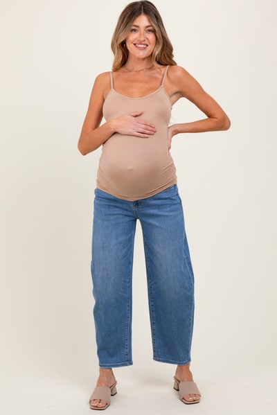 PinkBlush Blue Classic Wash Barrel Leg Maternity Jeans