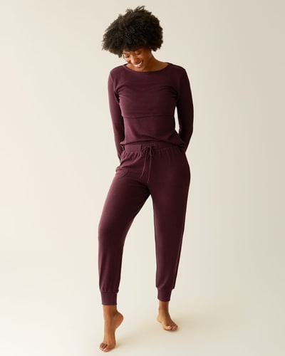 Kindred Bravely CozyKnit Nursing Pajama & Lounge Set | Deep Burgundy