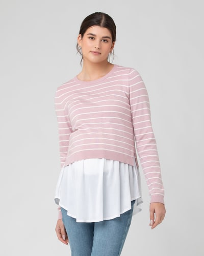 Ripe Maternity Sia Nursing Knit Dusty Pink / White
