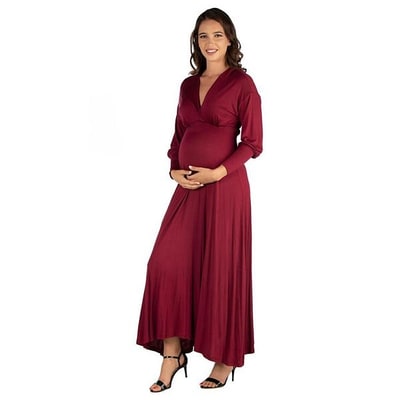 Kohl's Maternity 24Seven Comfort Apparel V-Neck Long Sleeve Maxi Dress