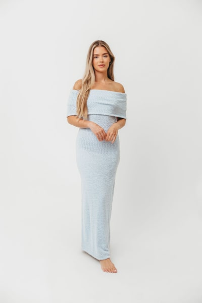 Worth Collective Brit Maxi Dress in Dusty Blue - Bump Friendly