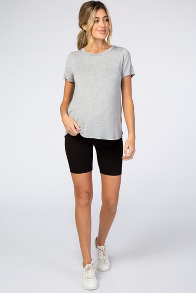PinkBlush Black Ribbed Maternity Bike Shorts