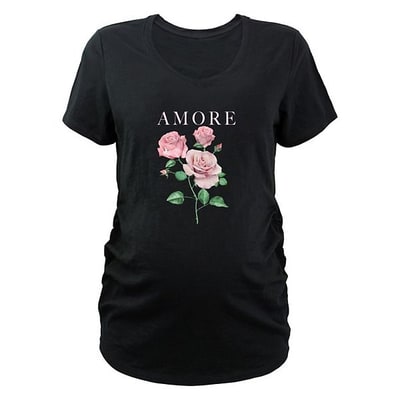 Kohl's Maternity Amore Pink Roses Graphic Tee