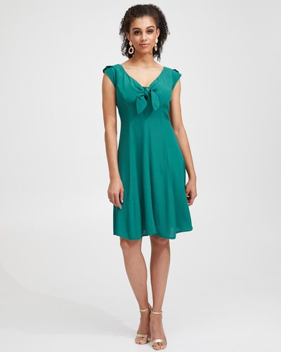 Peachy Mama Tie Front Nursing Dress - Evergreen