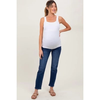 Target Pinkblush Navy Blue Dark Wash Slim Straight Maternity Jeans 26