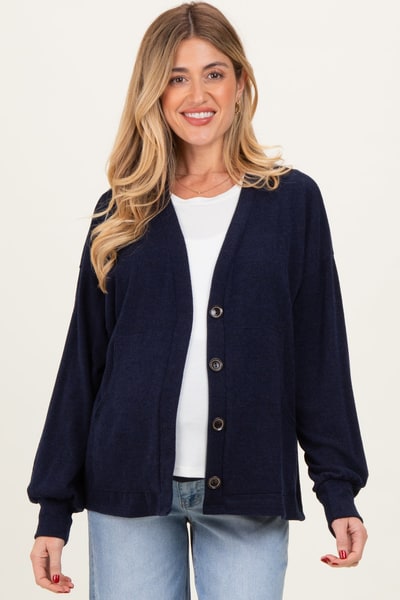PinkBlush Navy Knit Button Front Maternity Cardigan