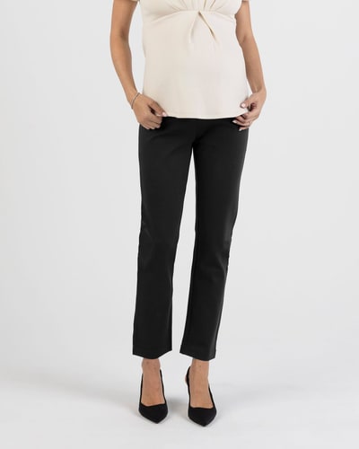 Angel Maternity Zoe Maternity Straight Cut Ponti Work Pants in Black