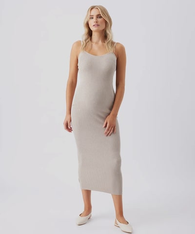 Bump City The Celine Ribbed Knit Tank Dress (Stone)