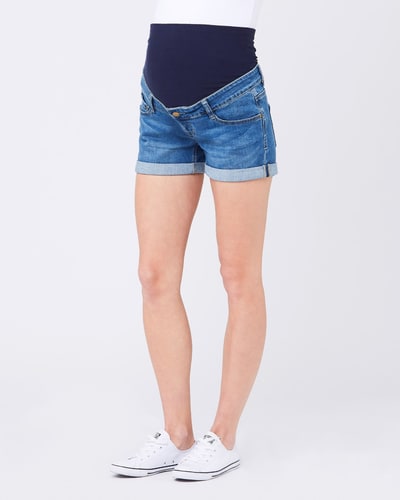 Ripe Maternity Denim Shorty Shorts Blue