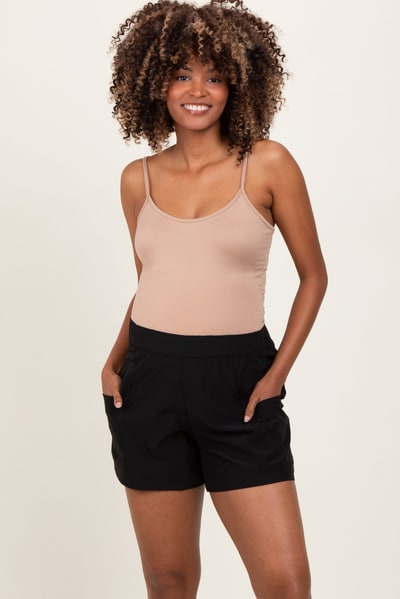 PinkBlush Black Elastic Cargo Maternity Shorts