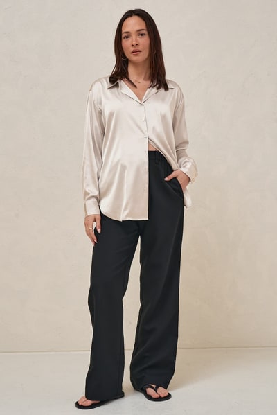 Bae the Label Spontaneous Satin Shirt - Ivory*