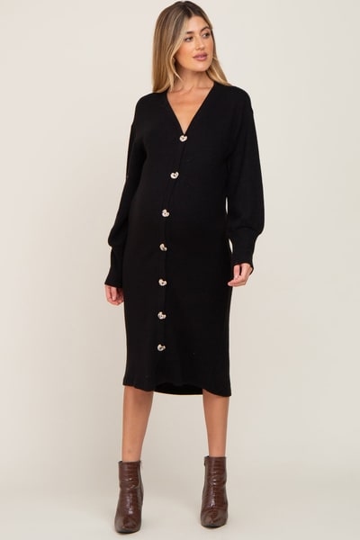 PinkBlush Black Long Button Down Maternity Cardigan/Dress