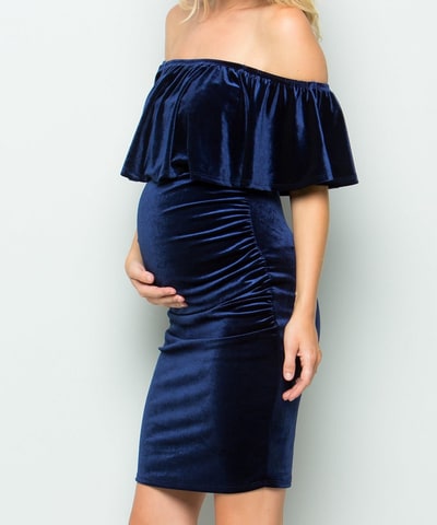 Bump City The Annalise Velvet Bodycon Dress (Royal Blue)