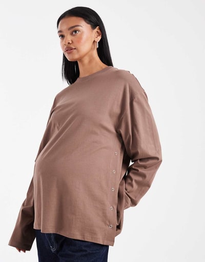 ASOS Nursing long sleeve T-shirt in chocolate