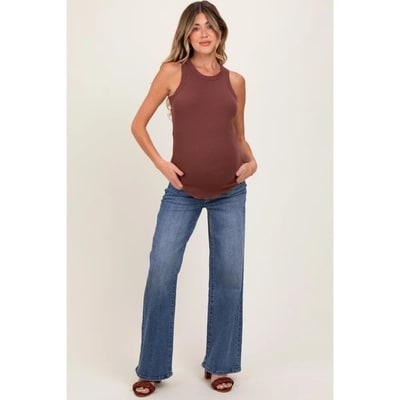 Target Pinkblush Medium Classic Wash Wide Leg Maternity Jeans Small