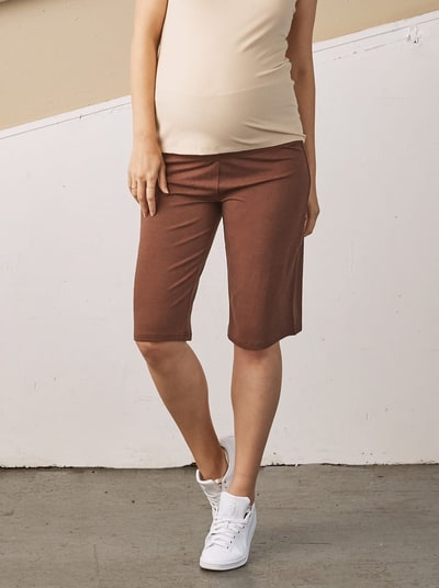 Angel Maternity Nina Maternity Wide Leg Bamboo Shorts - Chocolate