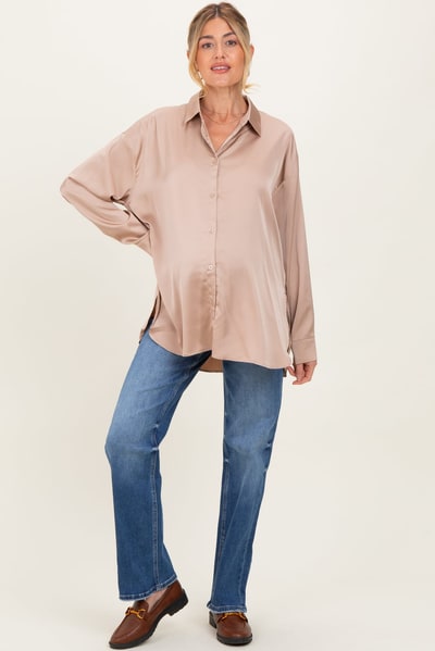 PinkBlush Blue Relaxed Straight Leg Maternity Jeans