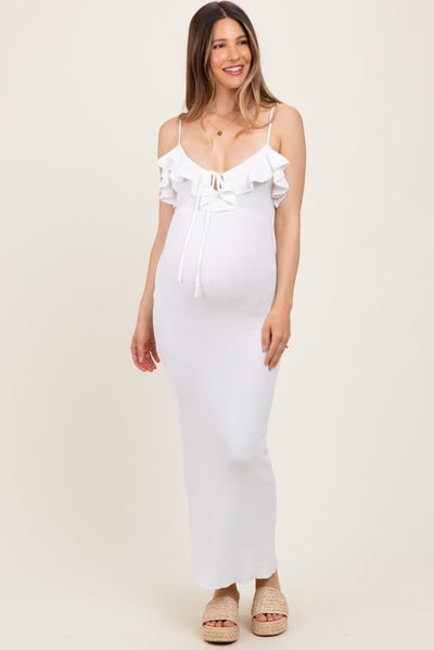 PinkBlush Ivory Sleeveless Knit Mermaid Maternity Maxi Dress