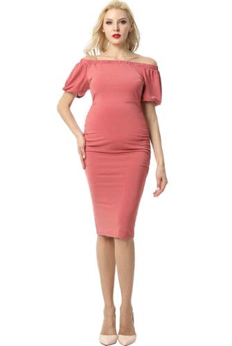 Kimi + Kai Kimi + Kai Maternity "Becka" Convertible Shoulder Ruched Dress