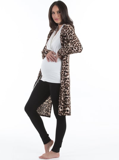 Angel Maternity Maternity Long Lounge Cardigan in Animal Print