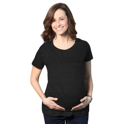 Target Comfortable 3 Pack Maternity Shirts Blank Pregnancy Shirts Plain Fitted Tees - Crazy Dog Maternity T Shirt with Fun Design Black M